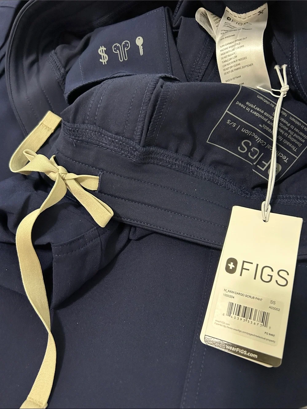 FIGS Axim Men's Navy Cargo Scrub Pants SML Short